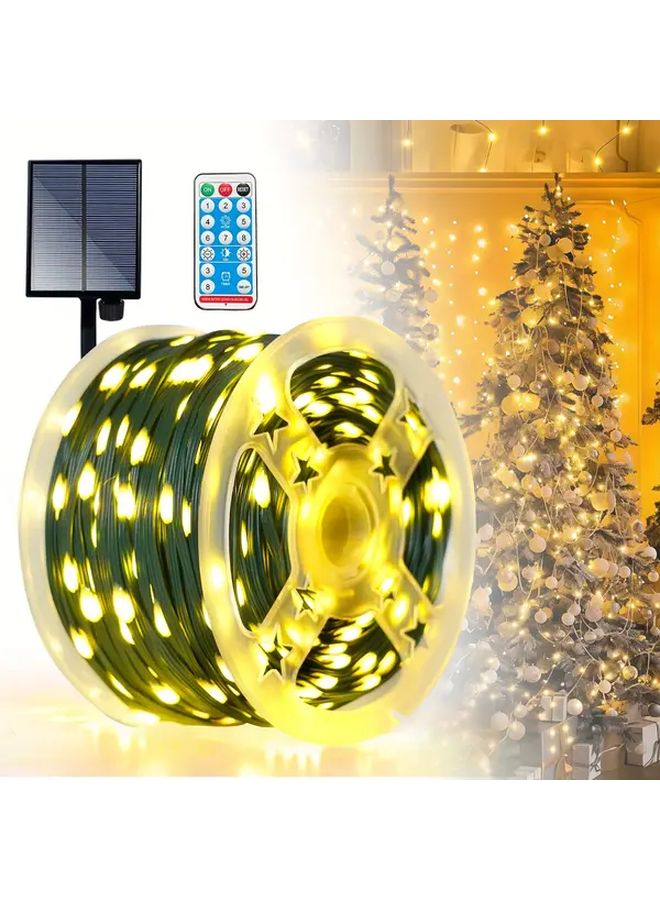 ملون 300LED 32M خيط ضوء الجنيات الشمسي مع جهاز تحكم عن بعد 8 أوضاع ديكور خارجي - Image 1
